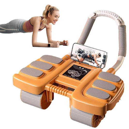 Automatic Rebound Abdominal Wheel Roller with Elbow Support and Phone Holder