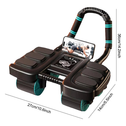 Automatic Rebound Abdominal Wheel Roller with Elbow Support and Phone Holder