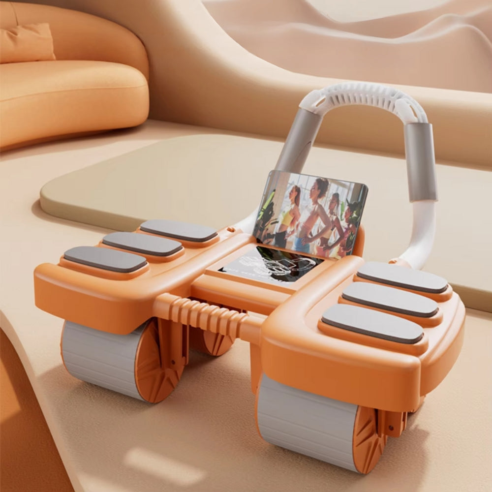 Automatic Rebound Abdominal Wheel Roller with Elbow Support and Phone Holder