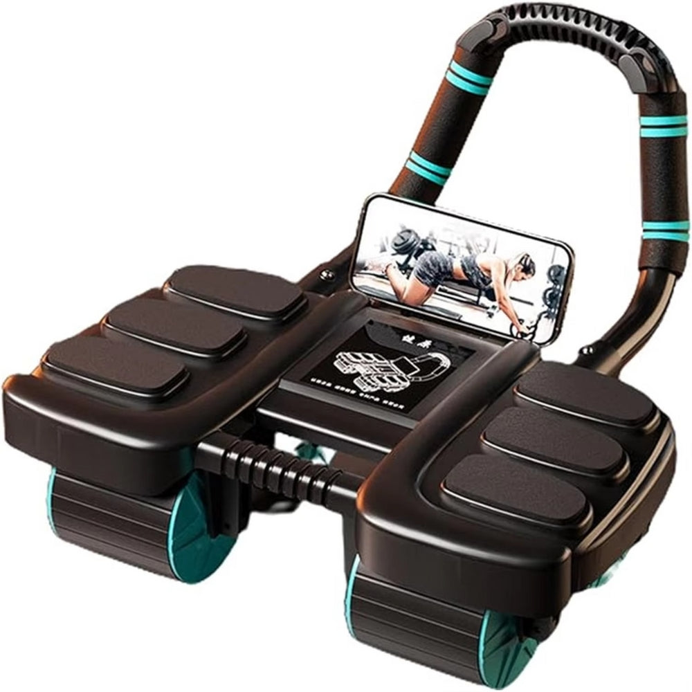 Automatic Rebound Abdominal Wheel Roller with Elbow Support and Phone Holder